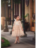 Vintage Lace Beaded Belt Flower Girl Dress
